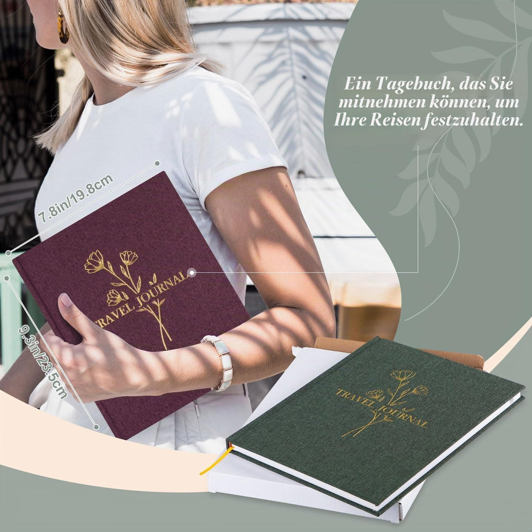 Lanpn Reise-Foto-Tagebuch, Notizbuch für Damen und Herren, Leinen, Reiseprotokoll-Tagebuch, Sammelal