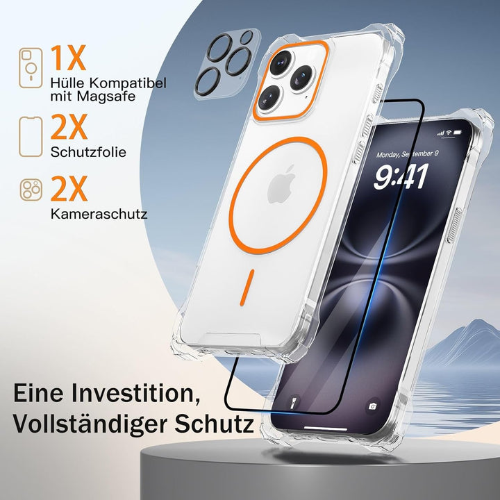 Handykette für iPhone 15 Pro Hülle mit Band mit 2 Displaychutzfolie Panzerglas + 2 Kameraschutz Hand