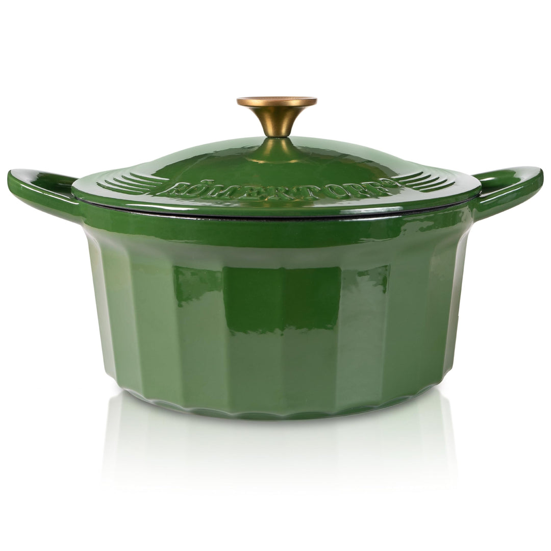 Römertopf Gusseisen Topf mit Deckel 24 cm – Bräter &amp; Schmortopf emailliert, Dutch Oven für alle Herd