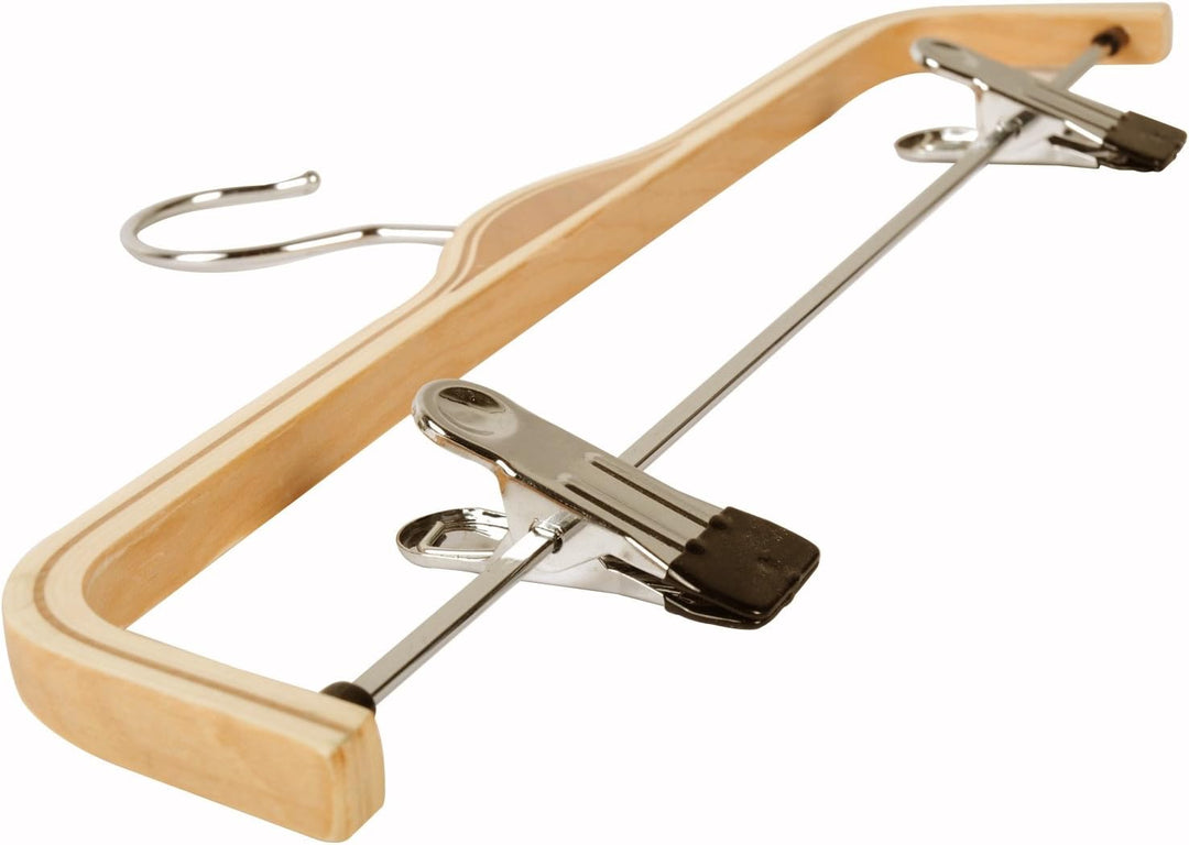 10x Holz Kleiderbügel Hosenspanner Hosenbügel für Hosen/Röcke rutschfest aus Schima-Holz 37,5 cm, 10