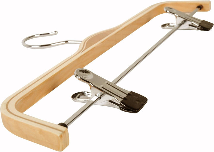 10x Holz Kleiderbügel Hosenspanner Hosenbügel für Hosen/Röcke rutschfest aus Schima-Holz 37,5 cm, 10