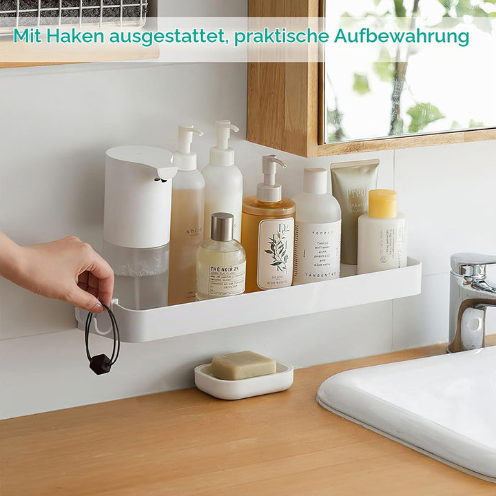 Badezimmerregale Ohne Bohren 2 Stück Kleberegal mit 6 Haken für Badezimmer Wandablage Bad Badezimmer
