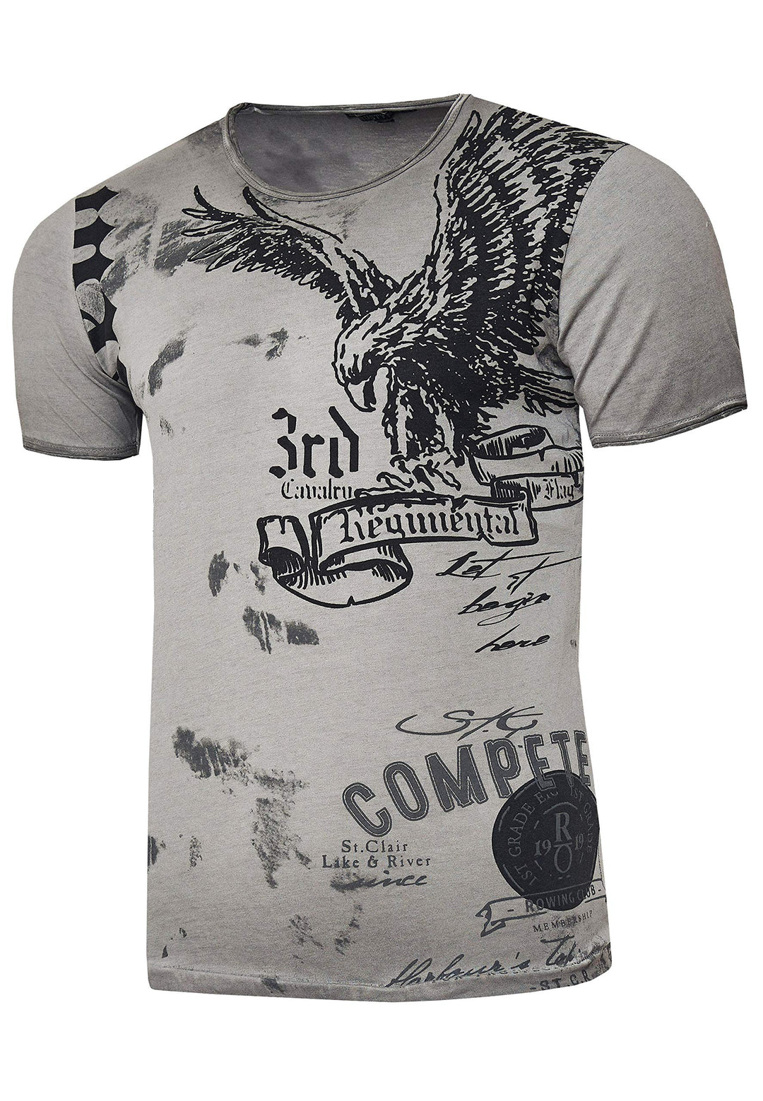 Rusty Neal Herren T-Shirt Rundhals USA Adler Tee Shirt Kurzarm Regular Fit Stretch 100% Baumwolle S