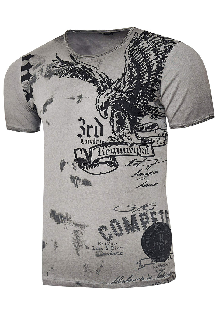 Rusty Neal Herren T-Shirt Rundhals USA Adler Tee Shirt Kurzarm Regular Fit Stretch 100% Baumwolle S