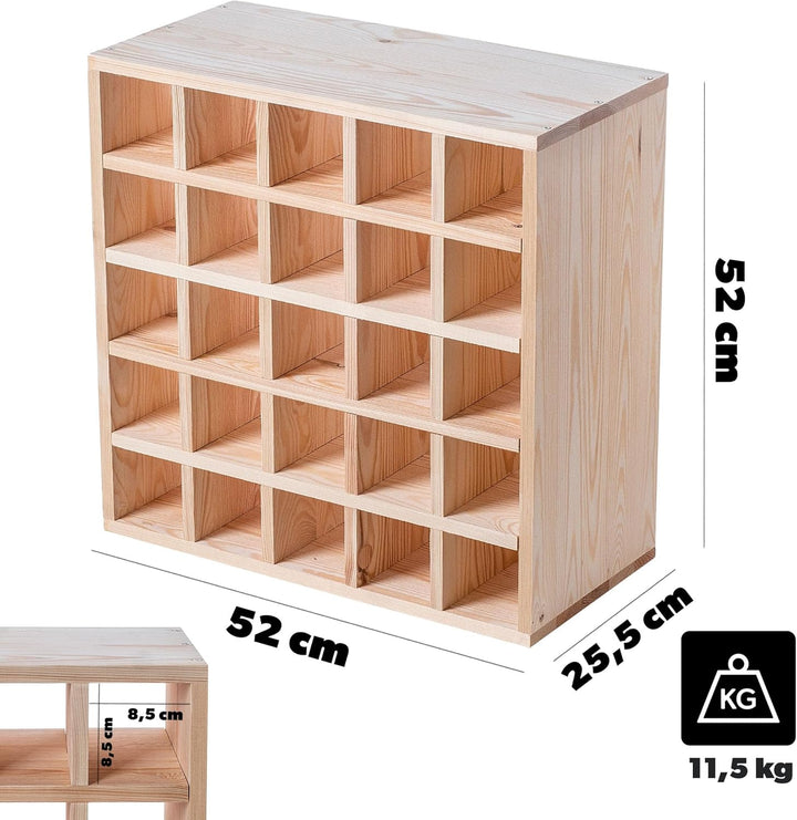 KADAX Weinregal aus Holz, 52 x 25.5 x 52 cm, Grosses Flaschenregal für viele Weinflaschen, rustikale