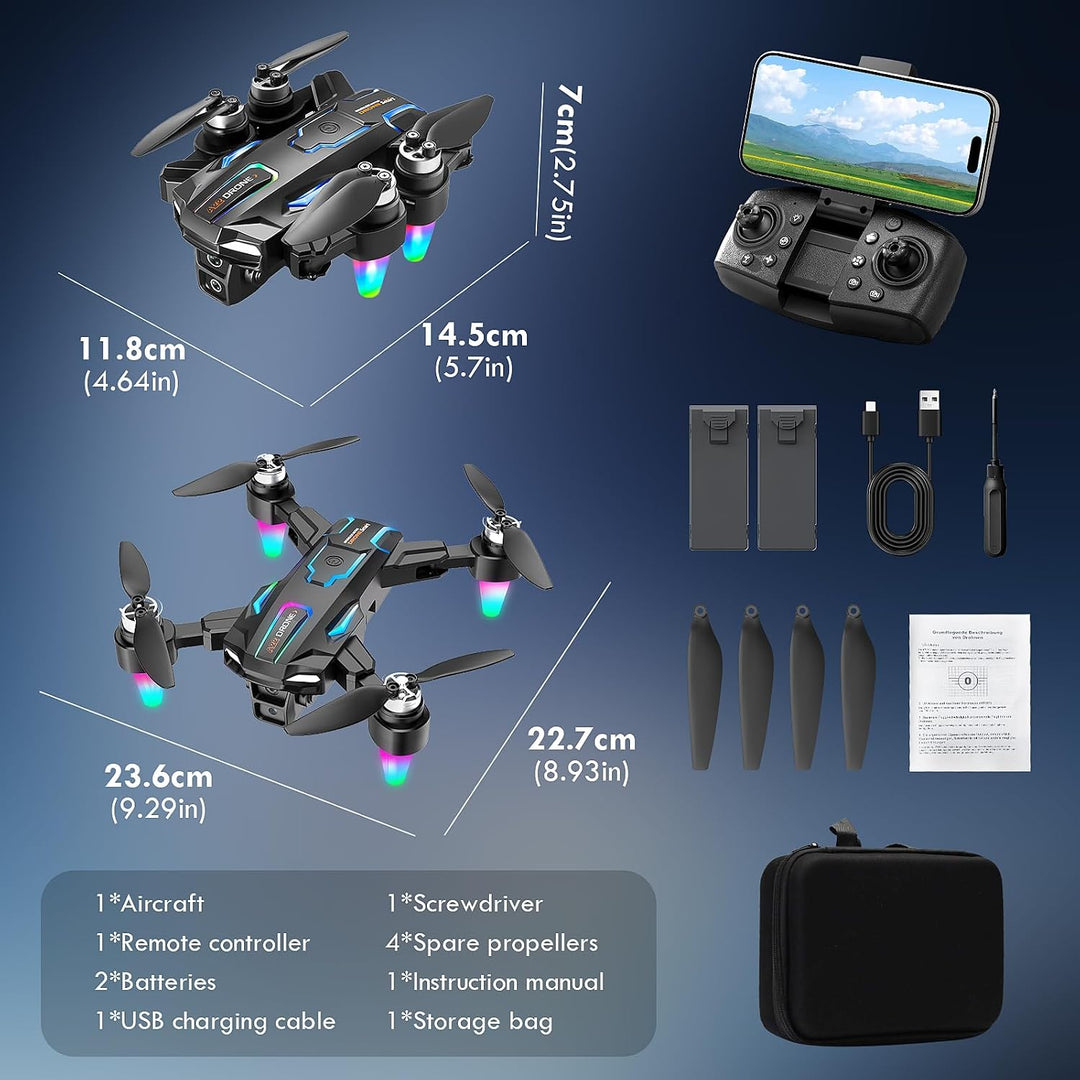 Drohne mit Kamera 8k, Bürstenloser Motor, Faltbare Drohne, 360°Flip, Headless Mode, WiFi, Flugbahnfl