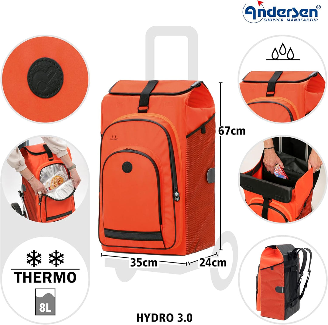 ANDERSEN Einkaufstrolley - Royal Shopper Hydro 3.0 orange 62 L Bike, Einkaufsroller, Rucksack, Therm