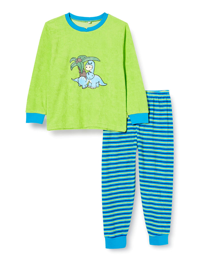 Playshoes Unisex Kinder Frottee Schlafanzug Zweiteilig Pyjama-Set (1er Pack) 86 Dino, 86 Dino