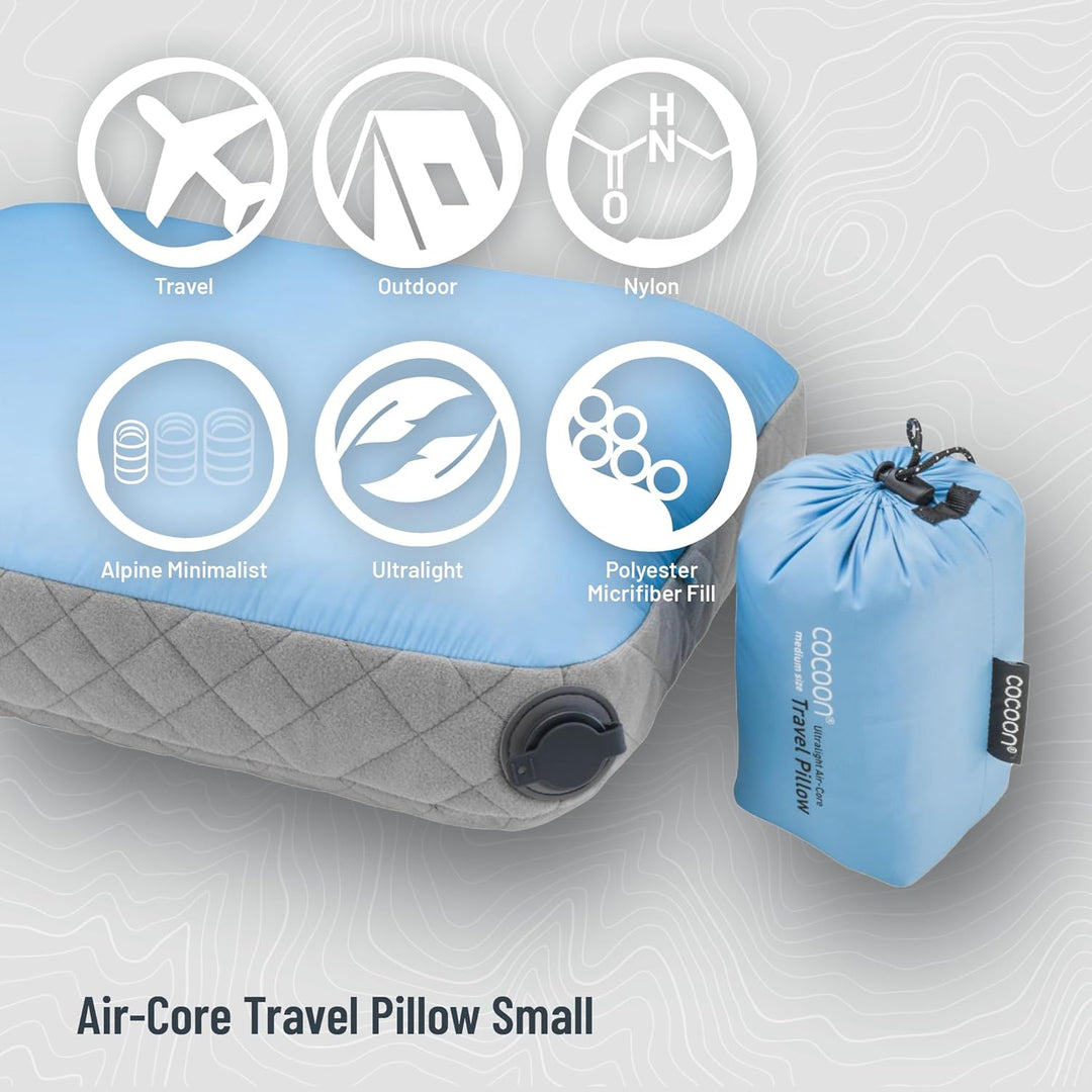 Cocoon Air-Core Pillow Ultralight Grösse 28 cm x 38 cm light blue/grey Hellblau/Grau 1 Stück (1er Pa