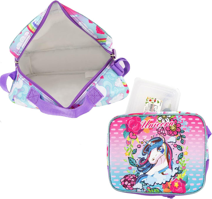 HTgroce Unicorn Schultaschen für Mädchen mitstofftasche mäppchen etc-Kleinkind Kinderrucksack mit Rä