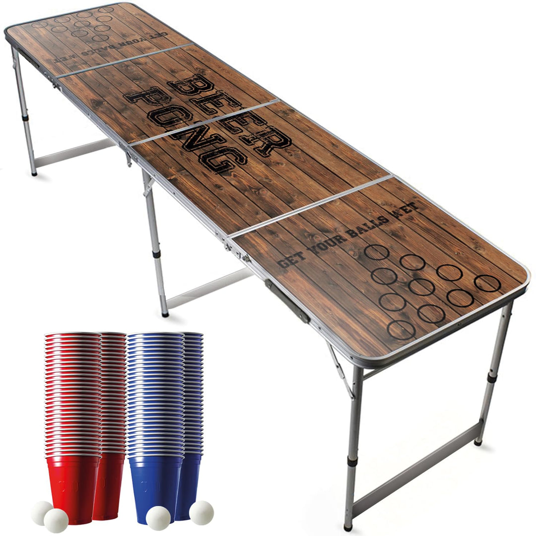 Beer Pong Original Cup® - Bierpong Tisch + 120 Becher + 6 Bälle - Zusammenklappbarer, transportabler