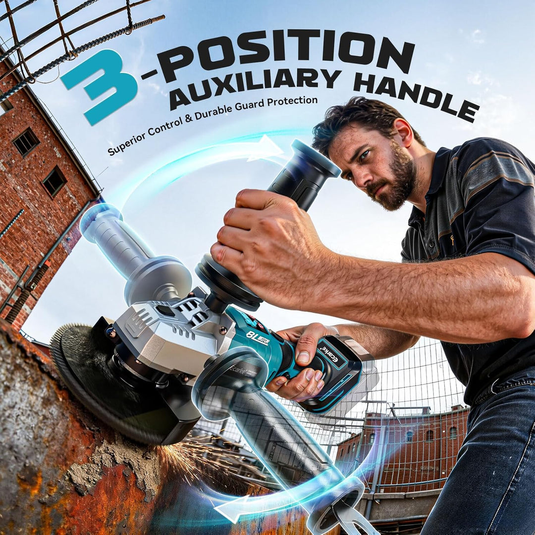 Ecarke Akku-Winkelschleifer Set kompatibel mit Makita 18V Akku – Bürstenloser Motor, 3-Stufen Drehza