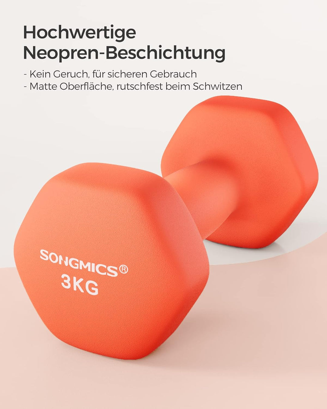 SONGMICS Hanteln, 2er Set, Hantelset, Kurzhanteln, Hexagon, Neopren-Beschichtung, Krafttraining, Wor