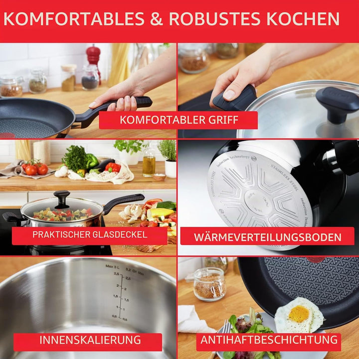 Tefal Comfort Max Bratpfanne 20 cm, Induktion, Antihaftbeschichtung, hochwertiger Edelstahl, Tempera