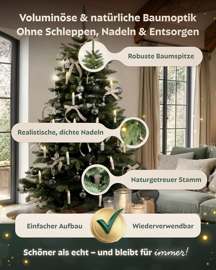 Håvn ® Premium Künstlicher Weihnachtsbaum 180cm | Naturgetreue Optik, Extra Dichte Zweige, Inklusive