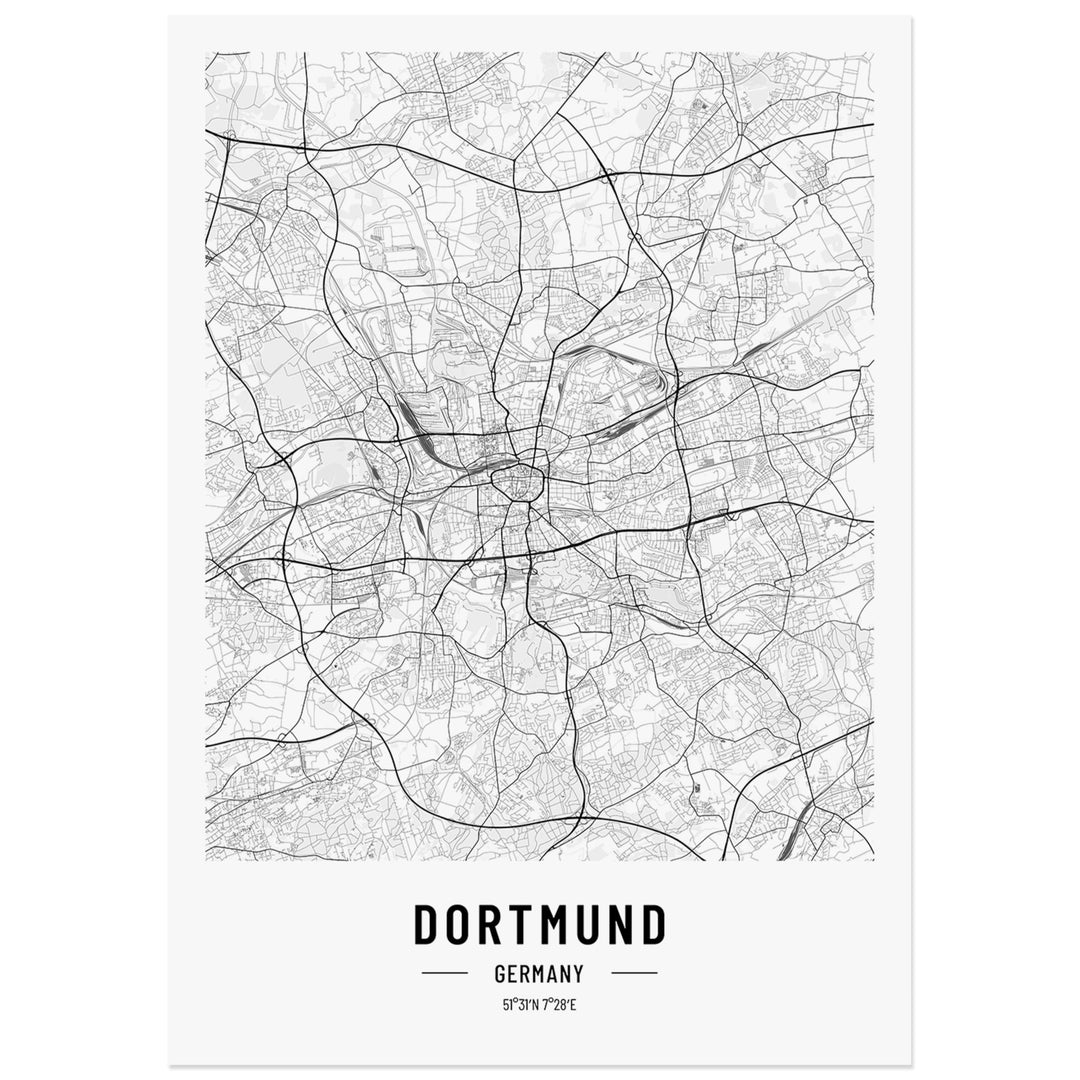 JUNOMI® Dortmund Poster DIN A2 Schwarz Weiss, DIN A2 Wohnzimmer Deko, Modernes Wandbild, Dortmund Bi