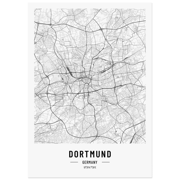 JUNOMI® Dortmund Poster DIN A2 Schwarz Weiss, DIN A2 Wohnzimmer Deko, Modernes Wandbild, Dortmund Bi