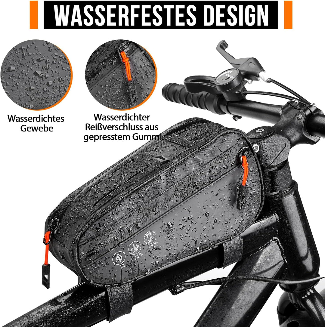 Fahrrad Rahmentasche, 3 Wege Installation Fahrradtasche Rahmen Oberrohrtasche Dreieckstasche mit Zwe
