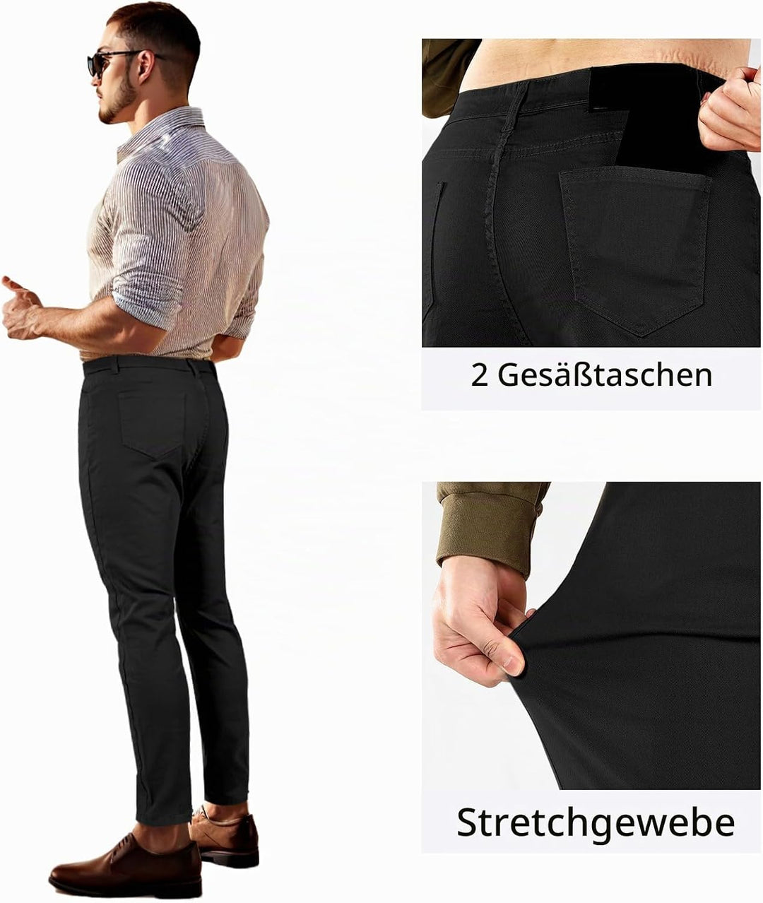 GINGTTO Skinny Jeans Herren Slim Fit Super Stretch Denim Hose Tapered 4 Seasons Herrenjeans, 28W / 3