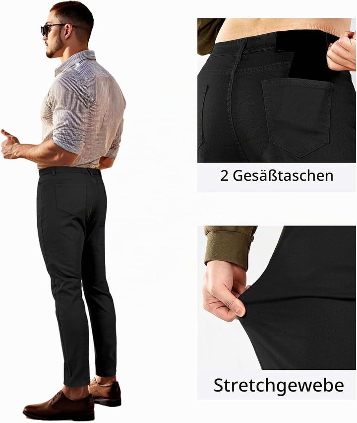 GINGTTO Skinny Jeans Herren Slim Fit Super Stretch Denim Hose Tapered 4 Seasons Herrenjeans, 28W / 3