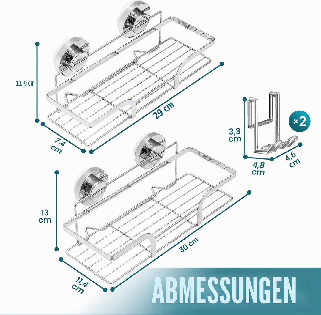 TAILI Dusch-Caddy mit Saugnapf, Robuster Badezimmerkorb, Badregale für innen, Edelstahl-Duschhalter,