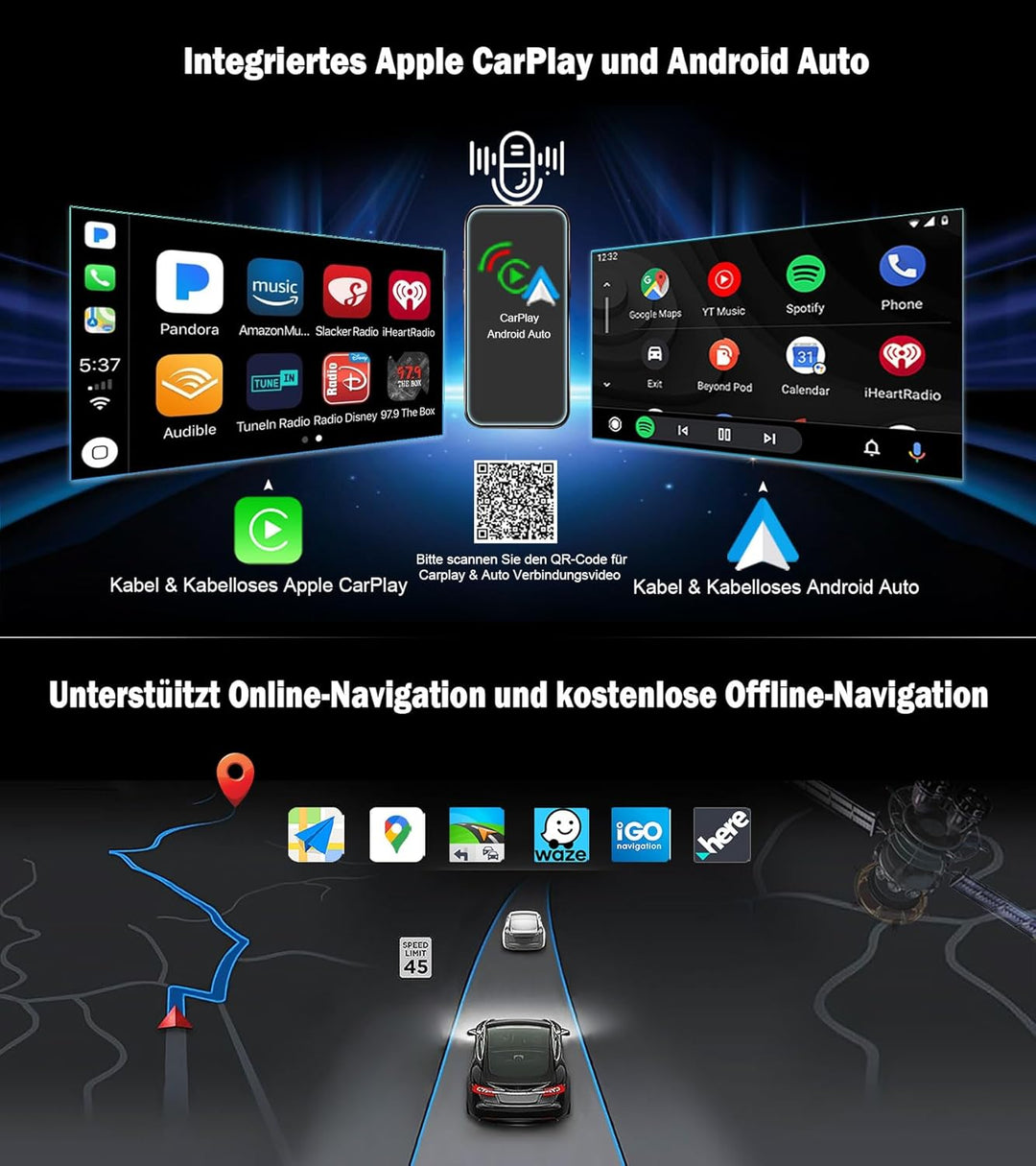 Erisin Qualcomm Android 14 4GB+64GB 8-Kern Autoradio Bluetooth GPS Navi für Opel Corsa D Astra H Cor
