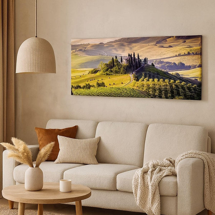 Wandbilder Dekoration Wohnzimmer Landwirtschaft Bauernhof Toskana Weinberg Bilder auf Leinwand 120x5