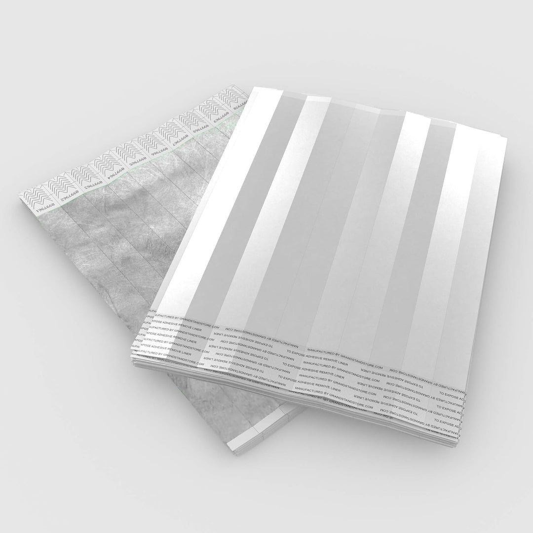 500 Eintrittsbänder aus Tyvek zum selbst gestalten und bedrucken in Silber von GA Event Solutions -