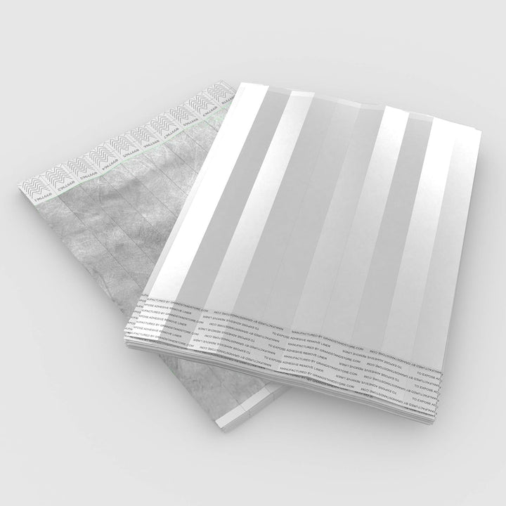 500 Eintrittsbänder aus Tyvek zum selbst gestalten und bedrucken in Silber von GA Event Solutions -