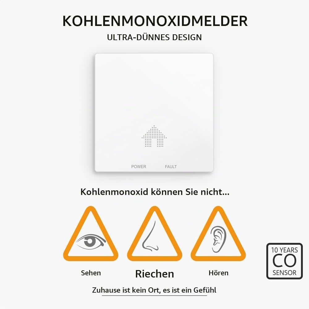 ELRO FC4610 Ultraflacher Kohlenmonoxid-Melder mit 10-Jahres-Batterie - CO-Melder entspricht der euro