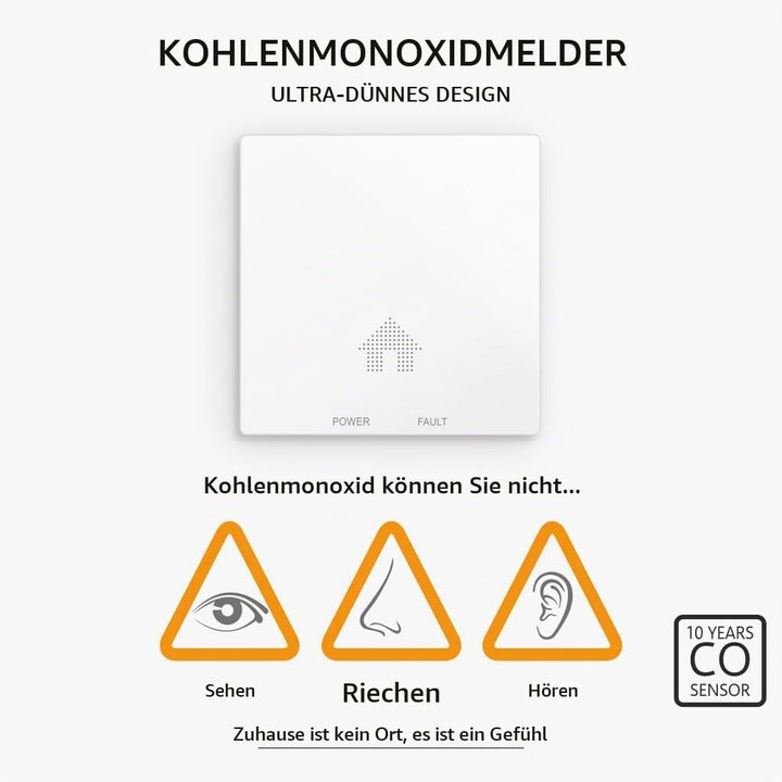 ELRO FC4610 Ultraflacher Kohlenmonoxid-Melder mit 10-Jahres-Batterie - CO-Melder entspricht der euro