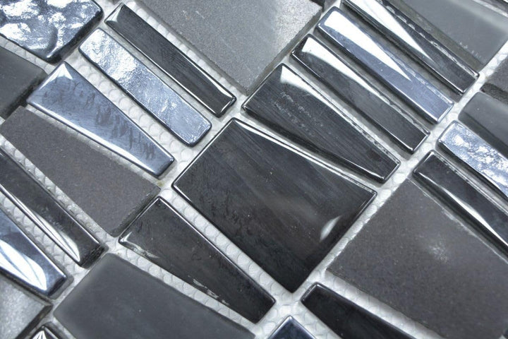 Glasmosaik Leiter Crystal/Stein mix schwarz Transluzent Transparent 3D, Mosaikstein Format: 10x48+10