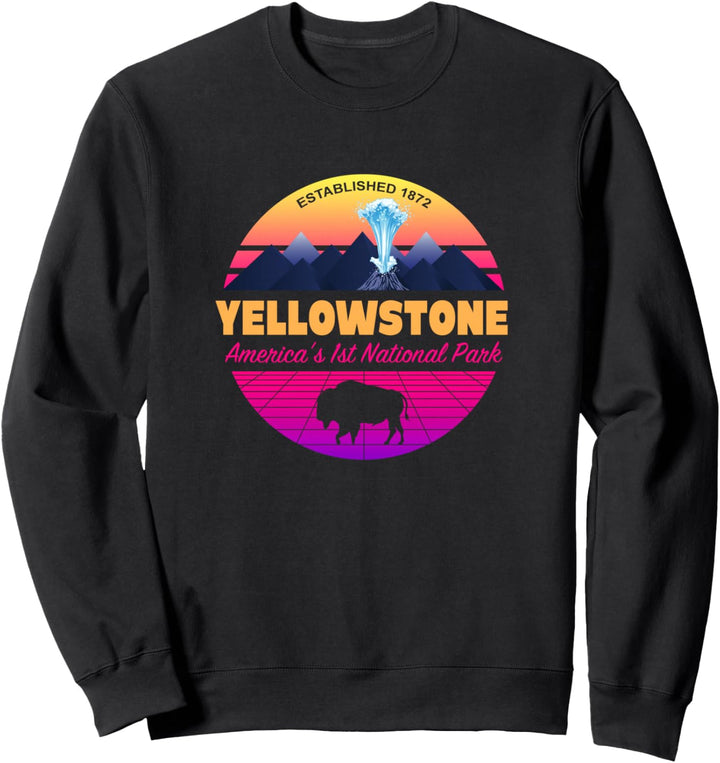 Yellowstone National Park Retro 80er Jahre Retrowave Vaporwave Sweatshirt