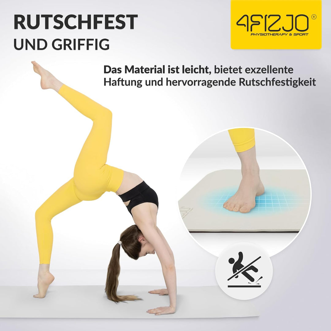 4FIZJO Fitnessmatte mit Tragegurt, Abmessungen 180x60cm, TPE-Kautschuk, Rutschfest, Komfort, In &amp; Ou