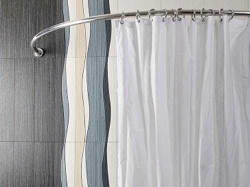 Ekershop ALU EINTEILIG Duschvorhangstange Bogenstange 80x 80 Chrom/Silber Oval Stange Eckduschstange