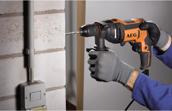 AEG Schlagbohrmaschine, 750 W Motor, 3.000 min-1 Umdrehungen, Metall-Schnellspanbohrfutter, mit Koff