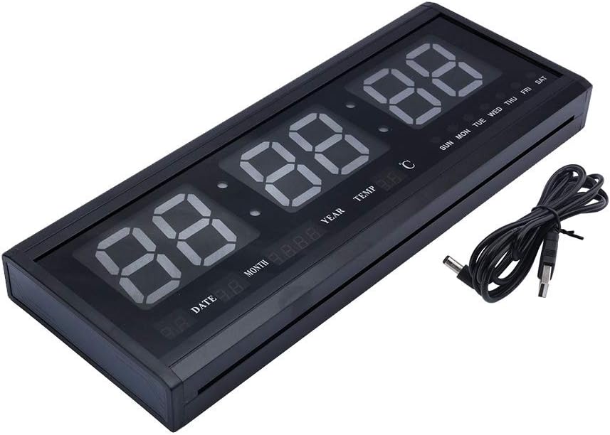 Cocoarm LED Uhr Digitale Uhr Grosse Wanduhr, 12/24-Stunden-Anzeige, Temperatur- und Kalenderanzeige,