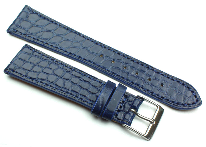 20mm Echt Alligator Klassik handgemacht in Deutschland Uhrenarmband Blau