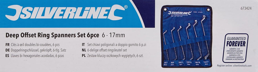 Silverline 673424 Doppelringschlüssel, gekröpft, 6-tlg. Satz 6–17 mm