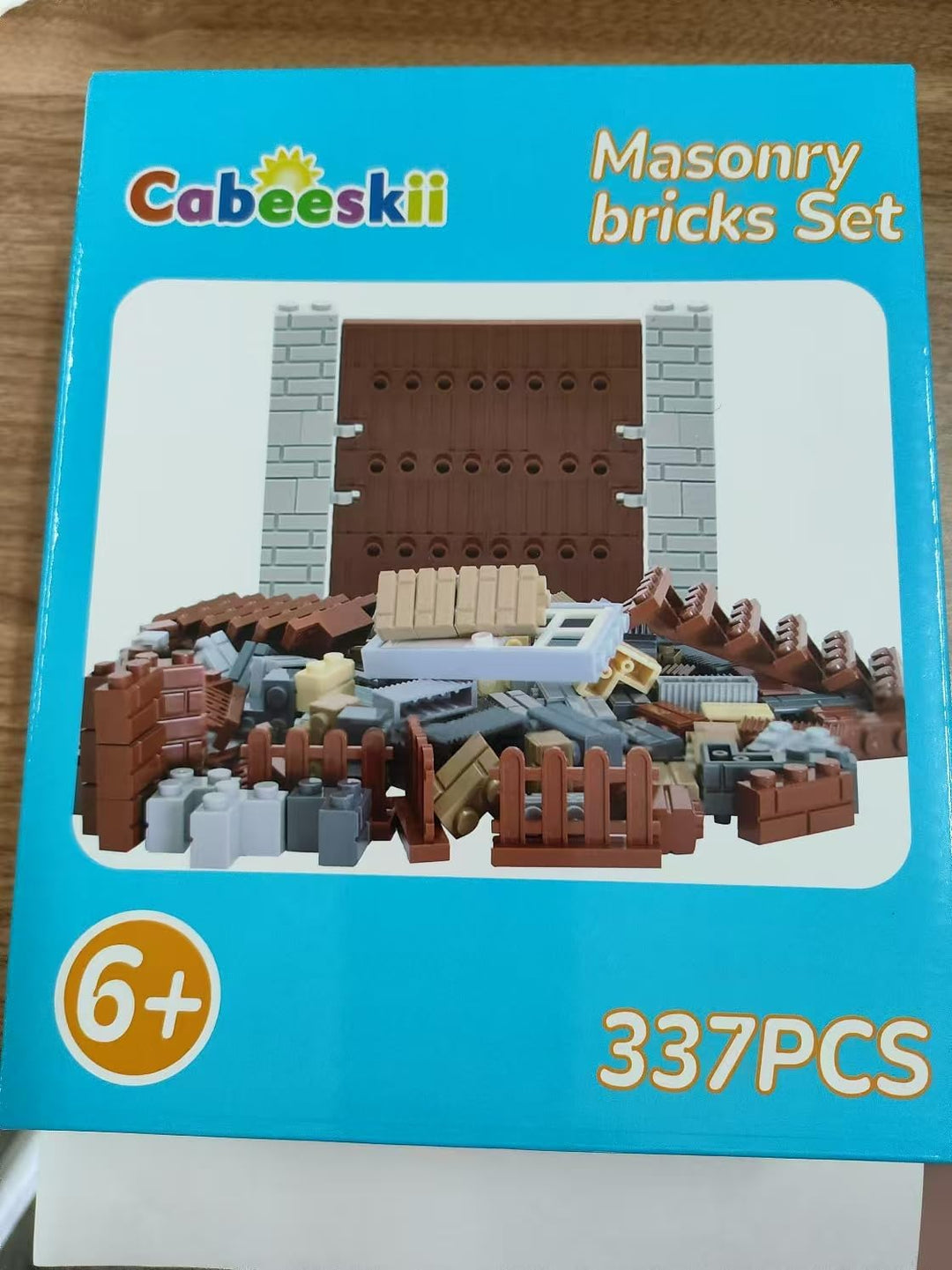 Cabeeskii 337 Stück Bausteine, Masonry Profile Bricks, Enthält Steine Fenster Türen Zäune Sets zubeh