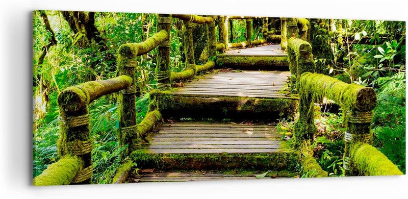 Panorama Bilder auf Leinwand 100x40cm Leinwandbild Asien natur park brücke Gross Wanddeko Bild Schla