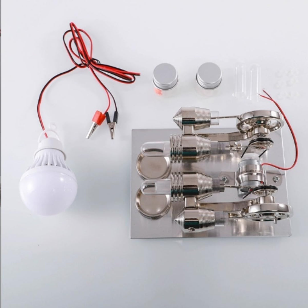 Stirlingmotor Dampfmaschine Modell Sterling Engine, 4 Zylinder Stirlingmotor Bausatz Kleiner Motor E