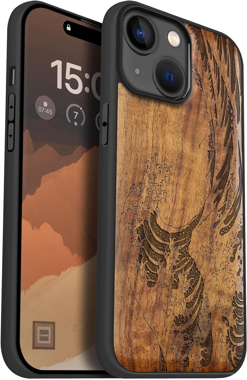 Carveit Handyhülle für iPhone 15 Cover Kompatibel mit Magsafe [Holz und TPU Silikon Hybrid hülle] Ma