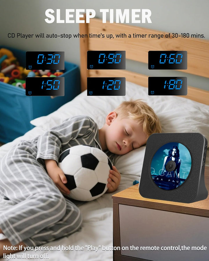 Desktop-CD-Player mit Bluetooth-Sender, tragbarer CD-Player mit Lautsprechern & Timer, Radio-CD-Play