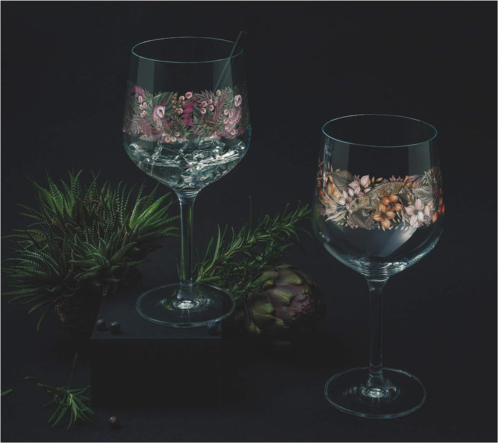 Ritzenhoff 3691002 Gin-Glas 700 ml - Serie Schattenfauna Set Nr. 2 – 2 Stück, Leopard & Eule – Made