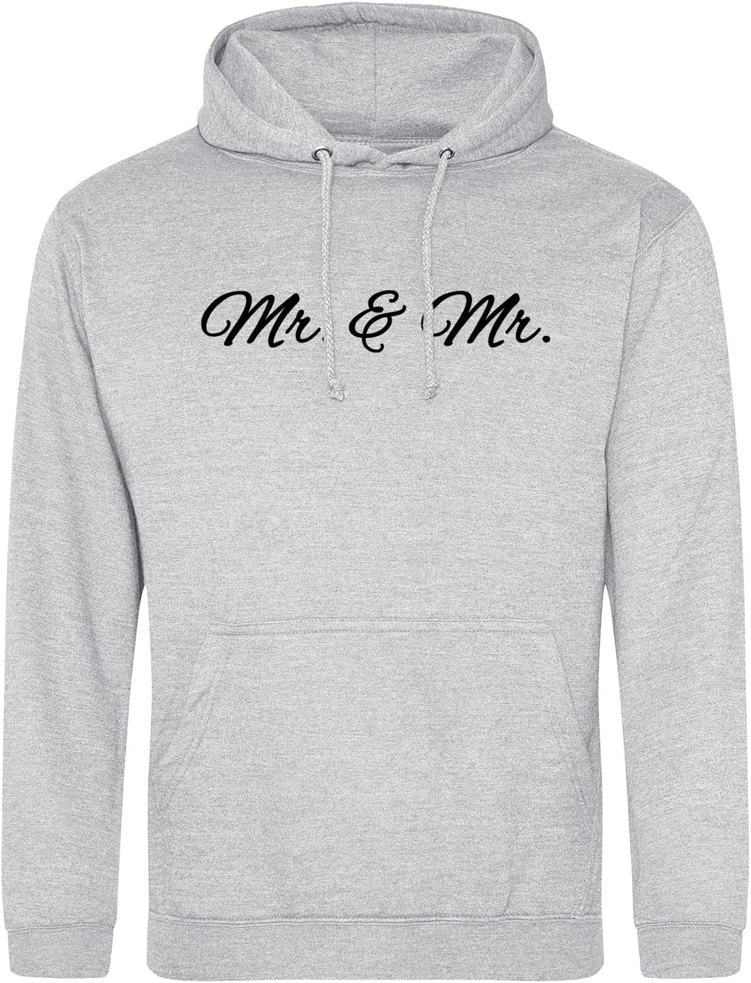 huuraa Unisex Hoodie Mr. & Mr. Schriftzug Pullover Vegan Grösse S Heather Grey mit Motiv Hochzeits G