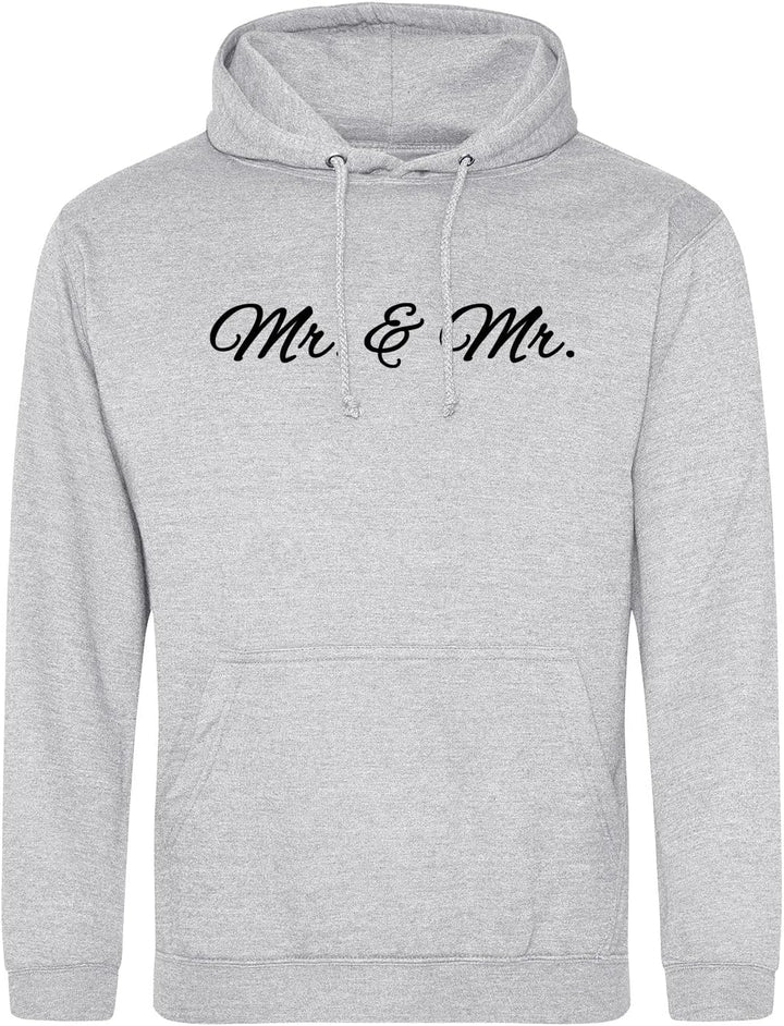 huuraa Unisex Hoodie Mr. & Mr. Schriftzug Pullover Vegan Grösse S Heather Grey mit Motiv Hochzeits G