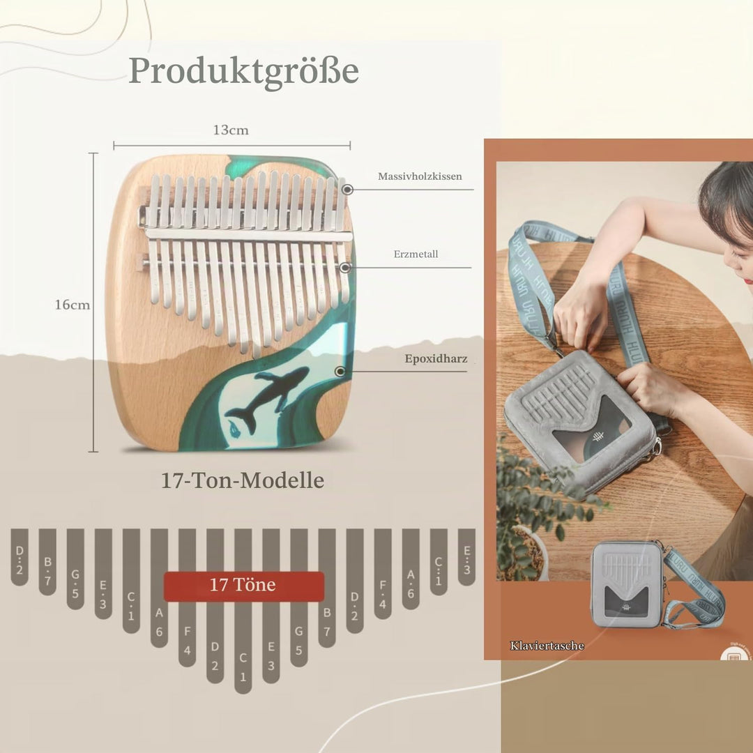 Kalimba 17/21 Schlüssel, Holz Fingerklaviere，Professionelle Daumenklavier Carlimba, Mbira Instrument