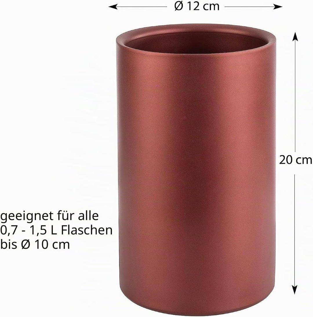 APS 36125 Doppelwandiger Flaschenkühler/Weinkühler für Flaschen mit max. Ø 10cm, Kupfer-rot/aussen Ø