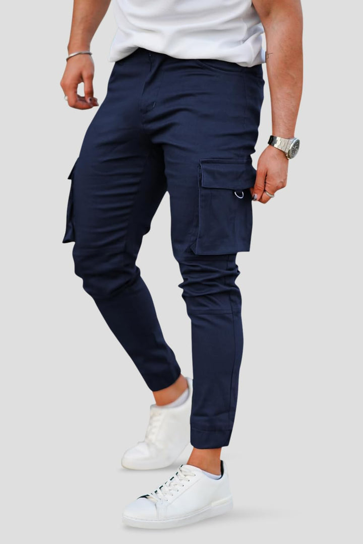 GINGTTO Herren Cargo Hose Stretch Jogginghose für Männer Casual Slim Fit Cargohose Herren Dunkel Bla